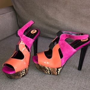 Colorful high heels with snake pattern